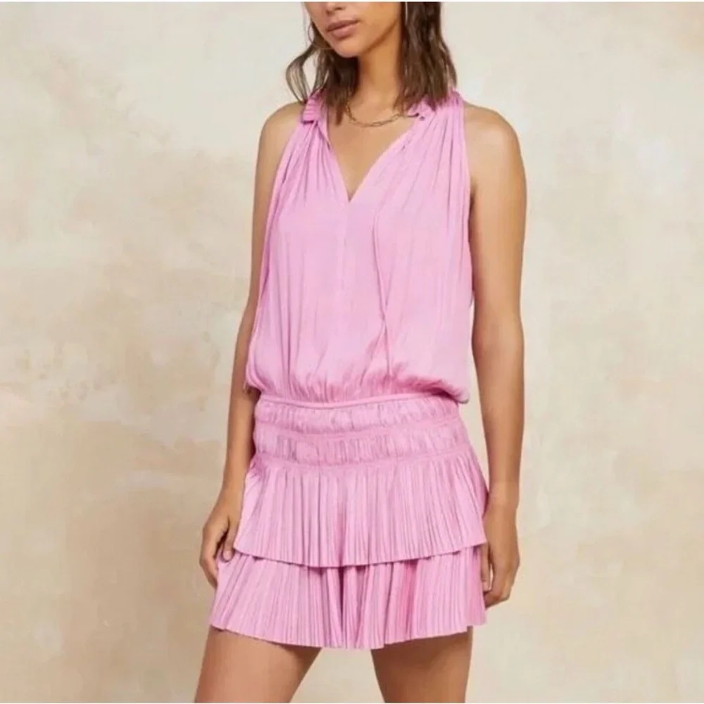 Anthropology Current Air Blush Pleated Mini Dress XS - Picture 10 of 14